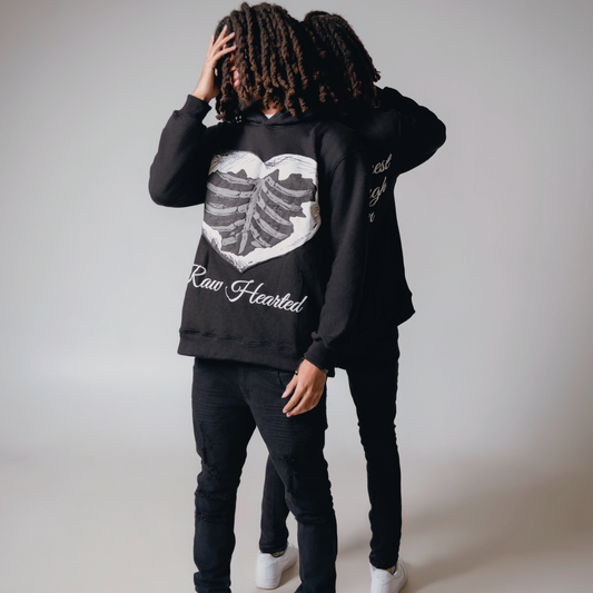 Black & White Raw Hearted Hoodie