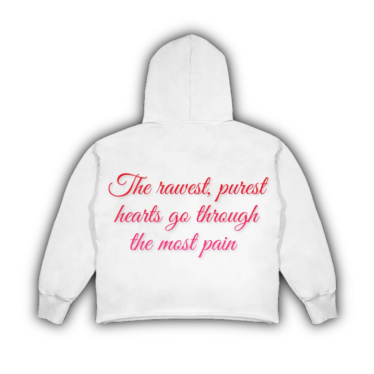 White & Hot Pink Raw Hearted Hoodie